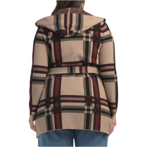 ADRIENNE VITTADINI Plus Hoodie Cardigan With Belt - Picture 2 of 3
